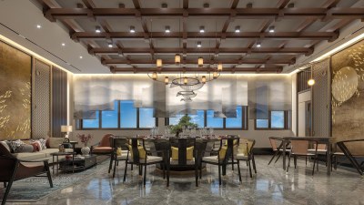 新中式餐饮包厢3D模型下载